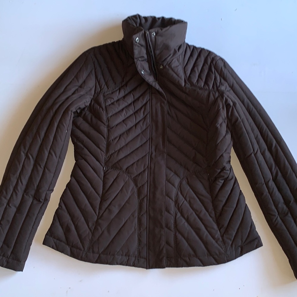 Kenneth Cole Reaction Quilted Down Feather Coat Brown Size Medium